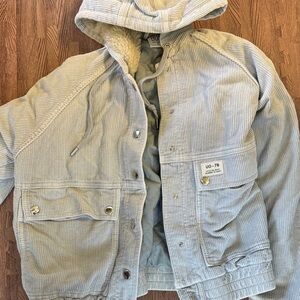 BDG LIGHT GRAY CORDUROY JACKET WITH HOOD SIZE SMALL